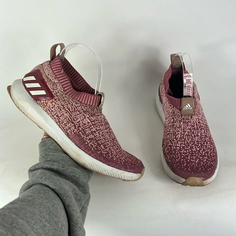 Adidas rapidrun sock knit us mens size 6.5 laceless red white running sneakers